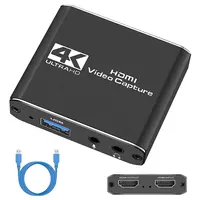OZC4 Kartu Penangkap Video Audio HDMI, Kartu Perekam Video Audio 30Hz 1080P 60Hz dengan Mikrofon 4K HDMI Loop-Out untuk Streaming Langsung Video Audio Game PS4