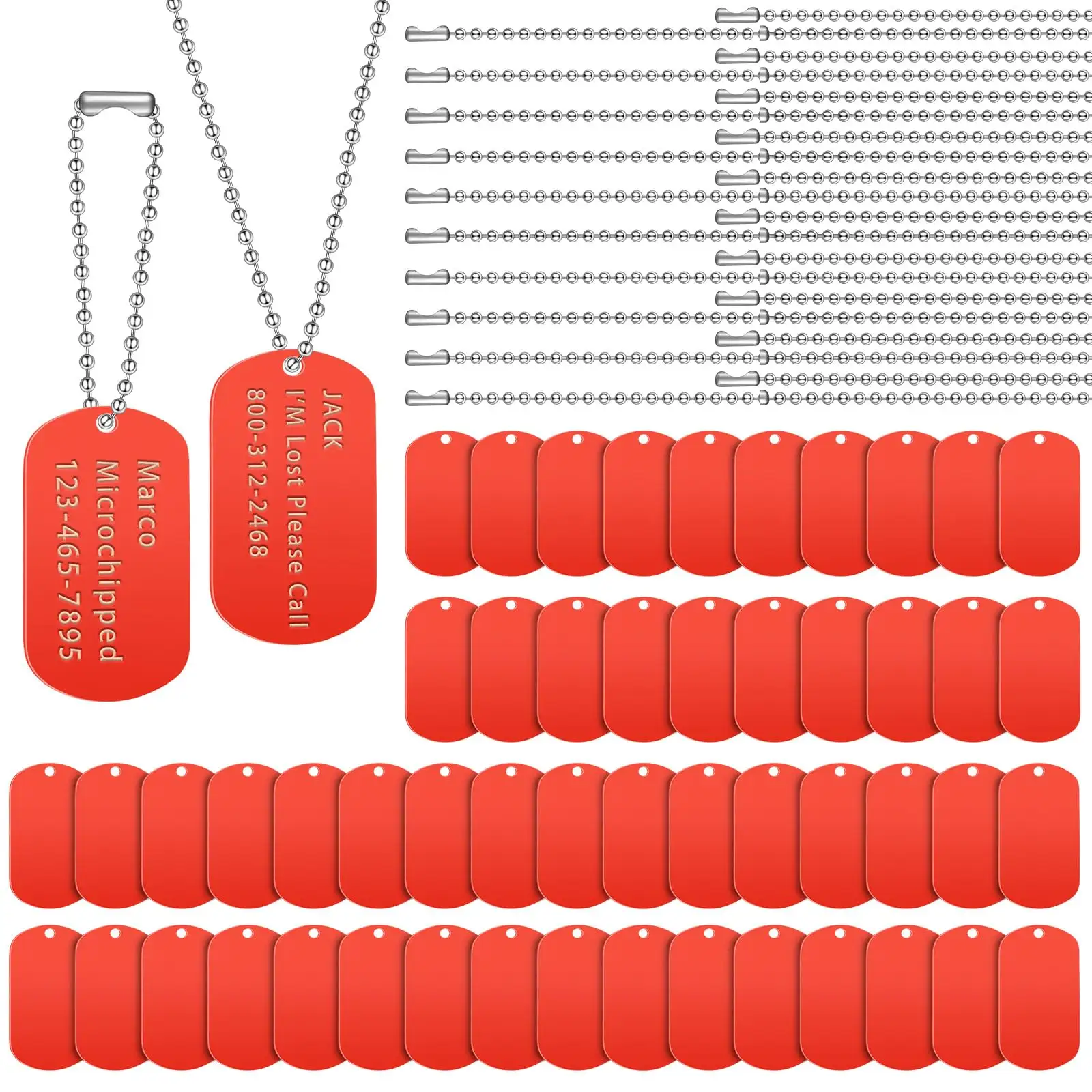 Individuelles Design Aluminium Anhänger Emaille Haustier-ID-Kette Halskette individuell graviertes Logo Metall einfarbig Name Edelstahl Hundemarke