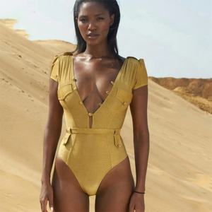 Maillot de bain une pièce de créateur 2025, imperméable, imprimé léopard et lettres, avec soutien-gorge push-up - Product Image 5