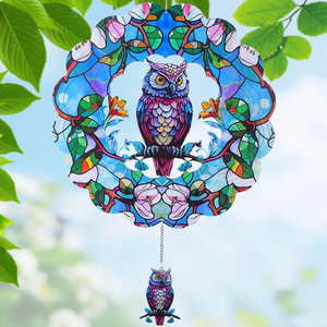Sculptures éoliennes 3D suspendues en acier inoxydable pour extérieur, 12 pouces, motif hibou, pour jardin, patio, pelouse, ornement de cour, cadeau - Product Image 1