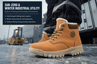 Bottes de travail en cuir véritable mi-montantes de haute qualité OEM Chine, avec fourrure, embout en acier anti-écrasement, chaussures de sécurité hiver pour hommes, femmes et unisexe