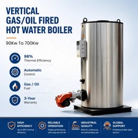 Chaudière à eau chaude automatique verticale durable, fonctionnant au GPL/diesel/huile usagée