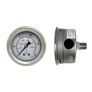 물용 바닥 마운트 압력계가 있는 AKS 스테인레스 스틸 오일 충전 압력 게이지, 가스 측정 - Product Image 2