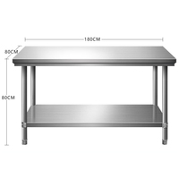 Plan de travail en acier inoxydable double/triple couche, revêtement en poudre de qualité alimentaire, finition polie, capacité de charge de 300 kg/m pour la cuisine