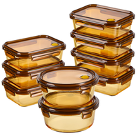 Conteneur alimentaire en verre H en gros, boîte de préparation de repas hermétique avec couvercle verrouillable, anti-fuite, compatible micro-ondes et congélateur