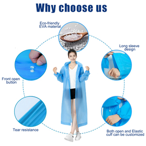 Custom Logo REACH Certified EVA Windproof <strong>Breathable</strong> Eco-Friendly Raincoat 140g Lightweight <strong>Waterproof</strong> Reusable Adult Rain - Product Image 4