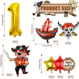 Juego de <span class=keywords><strong>9</strong></span> Globos de Aluminio con Forma de Calavera Pirata para Niños, Decoraciones para Fiestas de Cumpleaños, Suministros para el Hogar y Halloween - Product Image 2