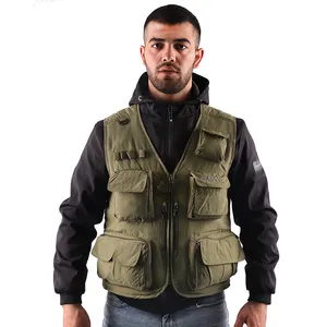 Men's Warm Fishing Vest Winter Thick Fleece Lined Outdoor Multi-Pockets Journalist Photographer Sleeveless Jacket Coat