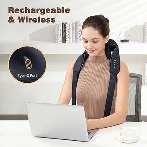 Masseur dorsal électrique sans fil 3D avec chaleur, télécommande, en cuir PU, 2000 mAh, <span class=keywords><strong>coussin</strong></span> de massage pour les épaules et le cou - Product Image 4