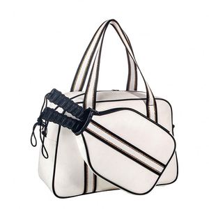 Échantillon gratuit : Sac de sport personnalisé pour raquettes de tennis pour femmes, en PU, sac à bandoulière pour balles et raquettes de pickleball - Product Image 1