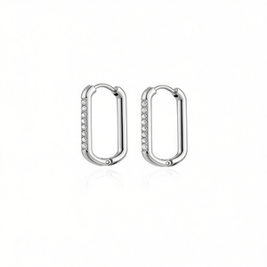 Amy Amy <b>Huggie</b> Earrings Rhodium Plated Crystal Geometric Women's Party Jewelry 10mm - Product Image 1
