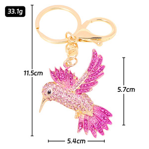 Portachiavi di Lusso a Forma di Colibrì con Cristalli e Strass, Ciondolo per Borsa a Forma di Colomba - Product Image 6