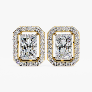 Radiant Cut Lab Grown Diamond <b>Stud</b> <b>Earrings</b> 14K White Gold VVS Clarity Halo Style for Certified Trendy Wholesale <b>Fine</b> Jewelry - Product Image 4