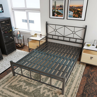 Lit moderne en fer de 1,5 mètre, cadre souple et durable, simple/double, pour hôtel et entrepôt, salon, appartement, chambre d'enfant