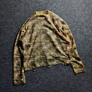 Felpa da uomo con stampa Streetwear in cotone 100% oversize Waffle in maglia termica a maniche lunghe - Product Image 2