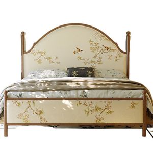 Cama Doble de Madera Maciza Estilo Dinastía Song, 1.8m, Nueva Cama Tapizada de Estilo Chino para Dormitorio de Hotel - Product Image 2