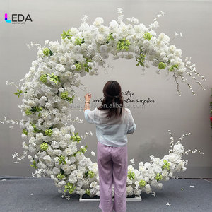 LEDA New Arrival Moon Shaped Flower Arch with <b>Stand</b> Artificial White Pink Rose <b>Backdrop</b> for Wedding Stage Decoration - Product Image 4
