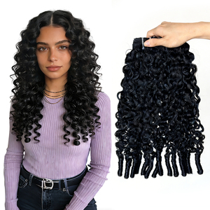 Cheveux vierges à 100 % avec pointes bouclées en spirale, mèches de cheveux humains bouclés à la espagnole, 8 à 36 pouces, 12A, non traités, noir naturel - Product Image 1