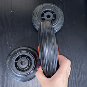 Roue noire et pneu en caoutchouc solide et roulement à rouleaux ou à billes 160mm 6 pouces pour les roues de chariot à main Jockey de remorque - Product Image 4