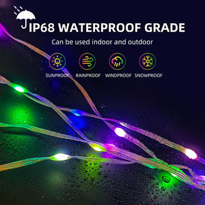Luces Solares para Cortina de Jardín, Impermeables, 8 Modos, Temporizador, Luces de <span class=keywords><strong>Cascada</strong></span>, Control Remoto, Recargables, Navidad - Product Image 3