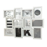 Cadre photo rectangulaire en plastique noir et blanc, 6 pouces, 12 emplacements, à suspendre au mur, horizontal ou vertical, modèle PPB0612, vente en gros