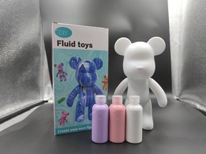 Kit de figurine d'ours fluide blanc mignon, activité parent-enfant faite à la main, peinture artistique, modèle d'ours en peluche - Product Image 4