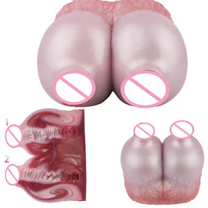 GEEBA Masturbateur masculin sexy à gros seins, jouets sexuels en silicone pour hommes, stimulateur de poche à double canal, poupée réaliste avec vagin - Product Image 1
