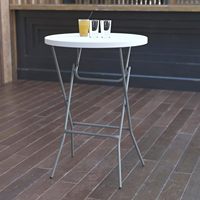 Table pliante portable Moon, hauteur bar, diamètre 80 cm, table ronde résistante aux intempéries pour banquet et réception en plein air