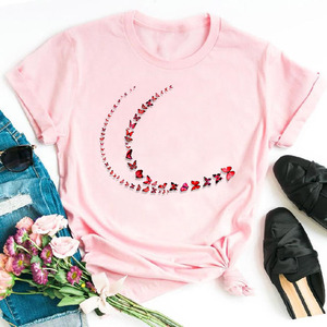 Groothandel Hoge Kwaliteit Vrouwen Goedkope T-Shirt Effen Oversized Sexy Dames Straat Casual Print Cartoon Korte Mouw Tops Kleding - Product Image 5