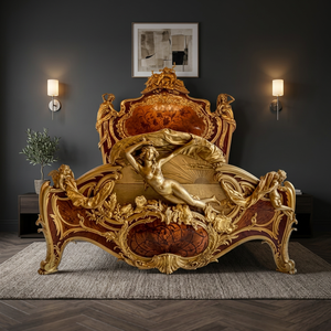 French Style Carved Wood <b>Bed</b> Upholstered Bedroom Furniture Luxury <b>King</b> <b>Size</b> Bedroom Set - Product Image 3