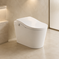 WC intelligent monobloc à poser au sol avec bidet intégré, siège chauffant, chasse d'eau sans contact, capteur au pied et télécommande
