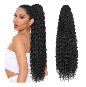 Extension <span class=keywords><strong>de</strong></span> cheveux synthétique <span class=keywords><strong>de</strong></span> qualité supérieure, style <span class=keywords><strong>afro</strong></span> bouclé instantané, <span class=keywords><strong>queue</strong></span> <span class=keywords><strong>de</strong></span> <span class=keywords><strong>cheval</strong></span> à nouer, vente en gros - Product Image 1