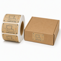 Boîte d'expédition en carton ondulé avec étiquette personnalisée en papier kraft imprimé, design sur mesure, extrémité enroulable, pour emballage de colis.
