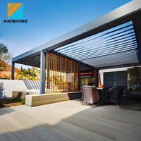 Systèmes de pergola bioclimatique à commande intelligente, toit de terrasse, pergola à lames en aluminium, pergola extérieure toutes saisons, fixation murale