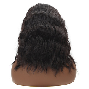 Perruque longue <span class=keywords><strong>brune</strong></span> à cheveux lisses, dentelle frontale 13*4, fibre synthétique, filament haute température, bandeau - Product Image 6