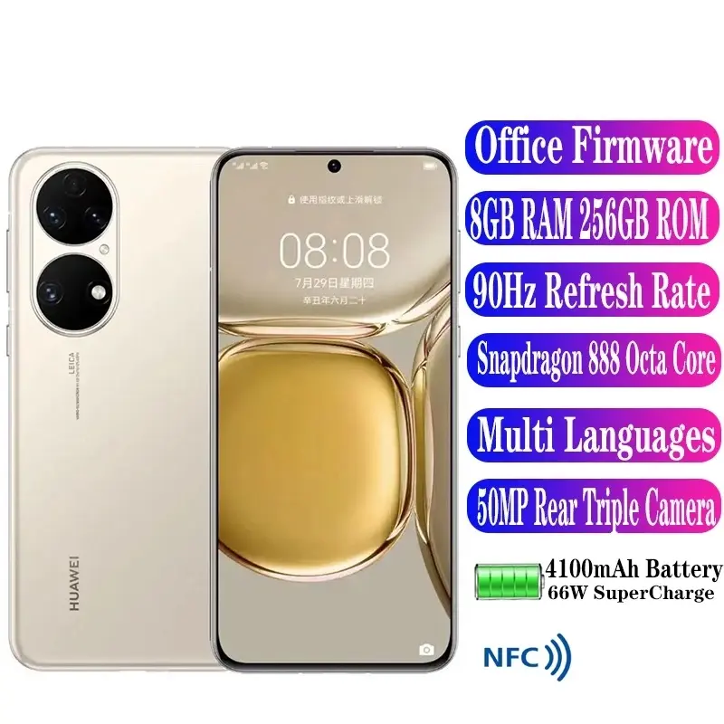 Original Official New Huawei P50 Mobile Phone 8GB RAM 128GB 256GB ROM Octa Core 6.5" 90Hz 50MP Camera 66W SuperCharge NFC