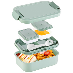 Qijia Plastic <b>Lunch</b> <b>Box</b> 1-2L Microwaveable Divided <b>Compartments</b> Bento <b>Box</b> For Office Student Use - Product Image 1