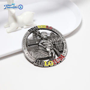 Suvenir perjalanan kreatif Belgia hadiah promosi magnet kulkas kustom lambang 3D berlapis nikel berkilau Aloi seng - Product Image 3