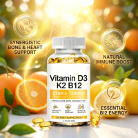 Complément alimentaire pour la santé osseuse et le soutien immunitaire, marque privée, 10000 UI, multivitamines, calcium et vitamines D3, K2, B12, capsules molles