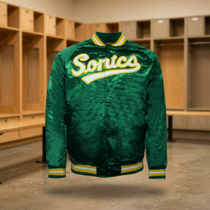 <b>Jackets</b> <b>Drive</b> Scorpion Green Satin Bomber <b>Jacket</b> - Product Image 2