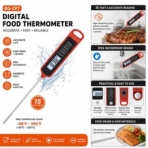 Termómetro Digital para Alimentos con Resistencia al Agua IPX6, Pantalla LCD de Lectura Instantánea, Sonda para Carne de Acero Inoxidable 304, Medidor para Cocinar, Asar a la Parrilla y Preparar Bistecs - Product Image 4