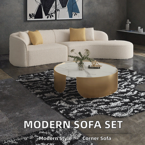 <span class=keywords><strong>Set</strong></span> di lusso moderno divano ad angolo a due posti con gambe in legno spugna copertura in tessuto per Villa e salotti scolastici - Product Image 2