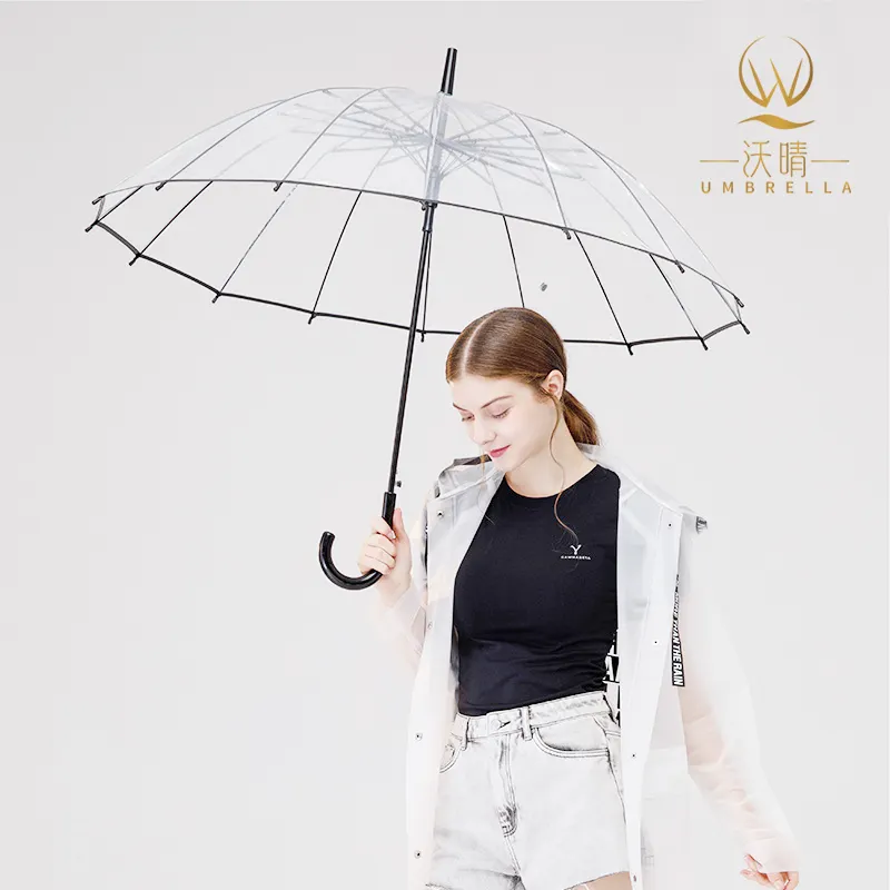 Высококачественные прозрачные зонты с 16 косточками, Домашний Прозрачный Зонтик