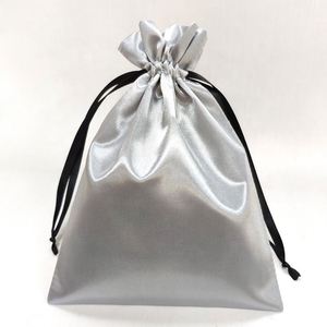 Bolsa de Satén Gris Personalizada con Cordón de Cinta, Bolsas de Seda para Joyería - Product Image 4
