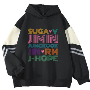 Sudadera con Capucha y Estampado de Letras en Bloques de Color para Mujer y Hombre, Ropa Casual de Calle - Product Image 3