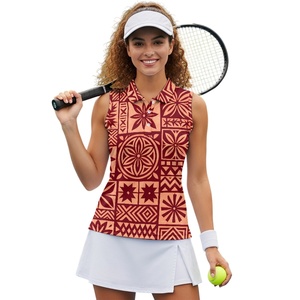 Camiseta sin Mangas de Golf de Poliéster para Mujer, Estilo Atlético Informal, Diseño Geométrico de Tela Tapa, Impresión Bajo Demanda, MOQ=1, Islas del Pacífico - Product Image 4