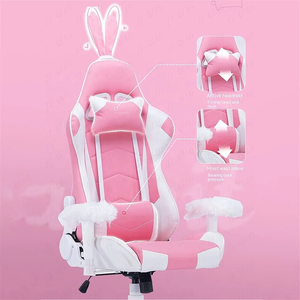 Chaise de joueur rose Chaise de jeu ergonomique pour ordinateur Appui-tête intégré de <span class=keywords><strong>bureau</strong></span> Chaise de jeu vidéo mignonne Chaise inclinable pour adulte avec verrouillage <span class=keywords><strong>d</strong></span>'<span class=keywords><strong>angle</strong></span> - Product Image 3