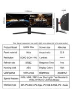 Monitor de Juegos Curvo Profesional OEM de 49 Pulgadas, 165Hz, 5K 5120x1440, HVA Q495K-OEM, Marca Personalizada para PC