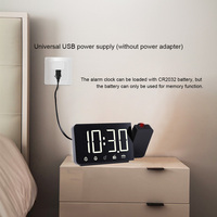 FM-Radio Wecker LED-Projektion Großer Digitaler Projektor Wand-Tisch-Snooze USB Nachtlicht Uhr Zeitprojektion Wecker