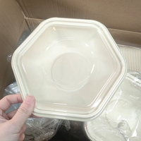 Bols hexagonaux compostables en amidon de maïs avec couvercles en PET – Contenants alimentaires jetables écologiques de 750 ml – Design moderne pour plats à emporter